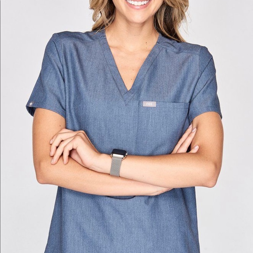 Figs Heather denim scrub set